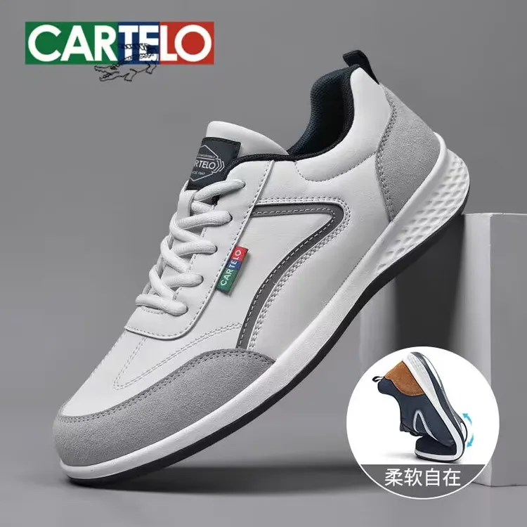 【牛皮拼接】卡帝乐鳄鱼冬季男士运动休闲鞋爆款潮流男鞋低帮小白鞋