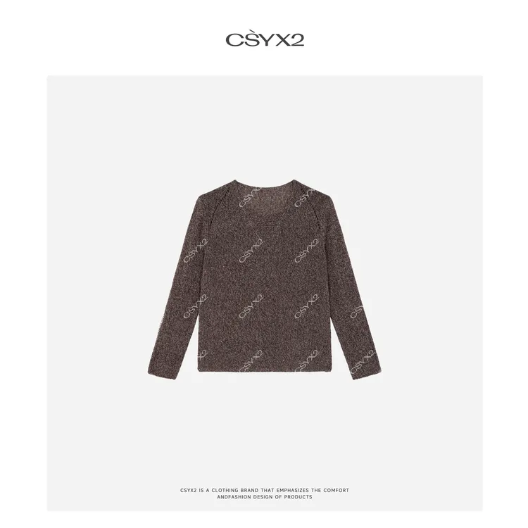 CsyX2-早秋新款“秋满天”绵羊毛+山羊绒V领毛衫CAQM023