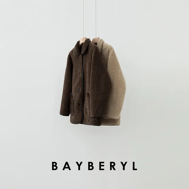 BAYBERYL老贝牛角包*米粒卷翻领单排扣一体皮衣PY4L1828-12/19