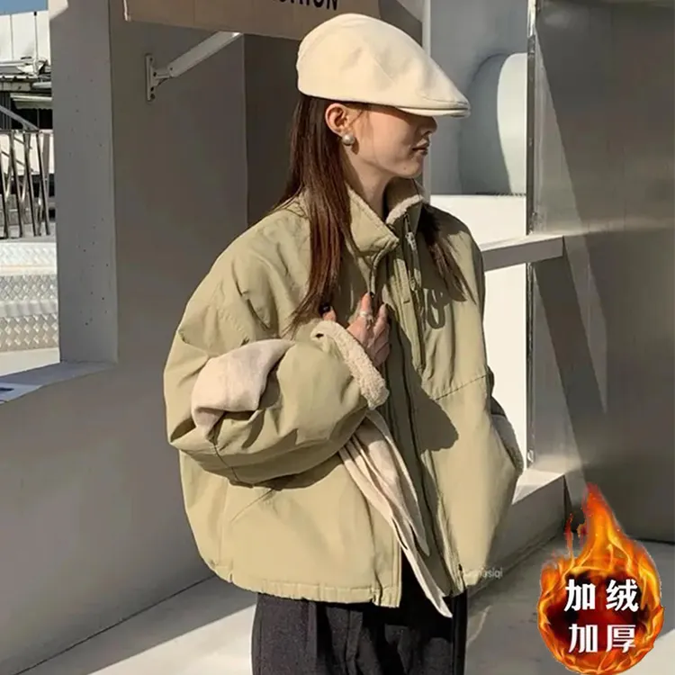 羊羔毛外套女2025年秋冬季新款高级感加绒加厚保暖小个子棉服