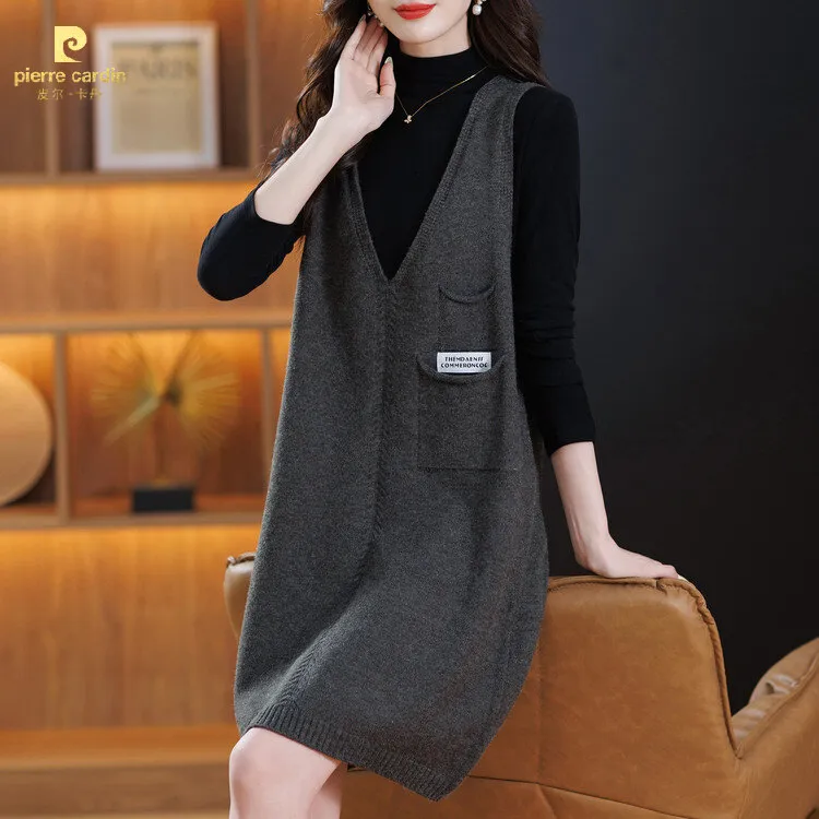 皮尔卡丹秋冬减龄针织女款马甲显瘦洋气大码宽松时尚百搭时髦外穿