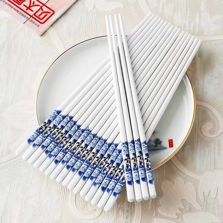 中国风陶瓷筷子防霉耐高温高档网红环保筷子家用卫生易清洗防滑筷
