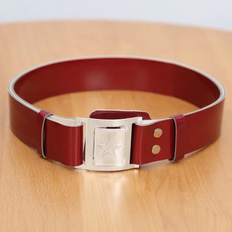 65式军装红色腰带老式裤腰带cs学生军训外腰带4050岁男士真皮腰带