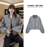 FANRUI/泛芮「型走日志」羊毛休闲百搭螺纹拼接时髦短外套女B17385