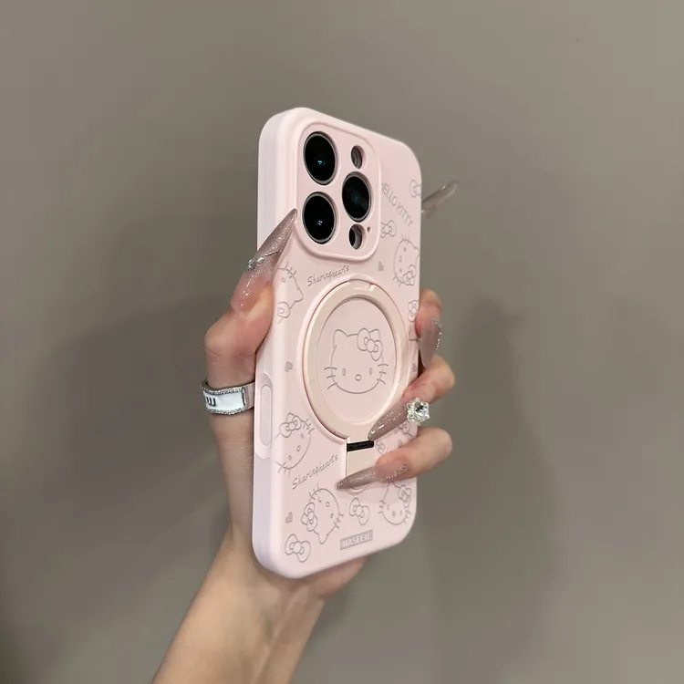 Kitty猫液态硅胶磁吸支架适用苹果16promax手机壳iPhone14pro可爱