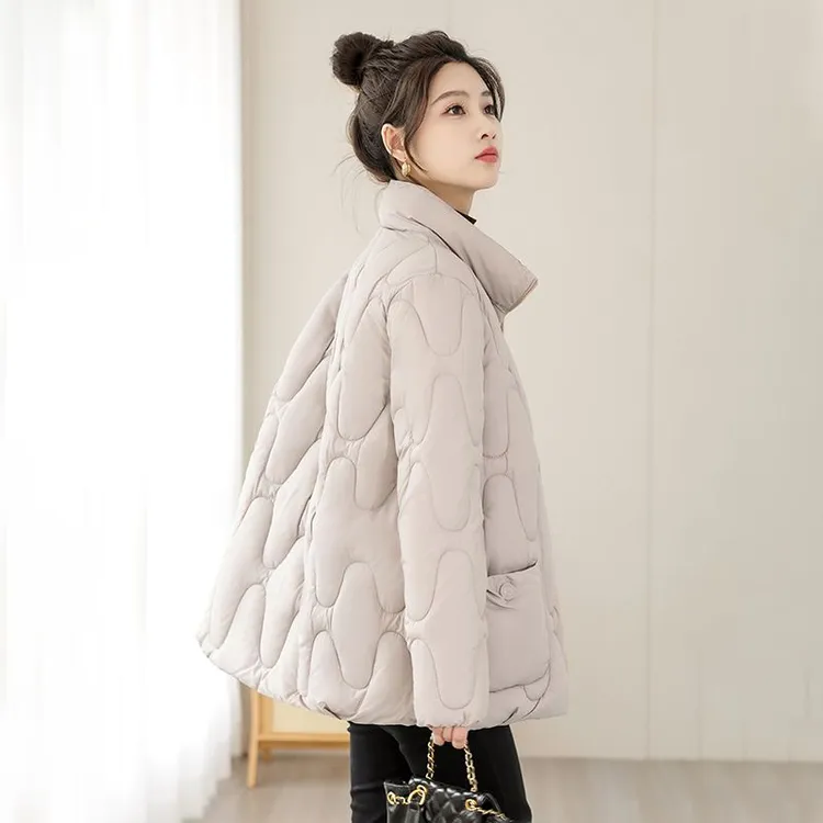 冬季保暖棉服棉衣中长款棉袄宽松大码2024加厚新款韩版立领外套女