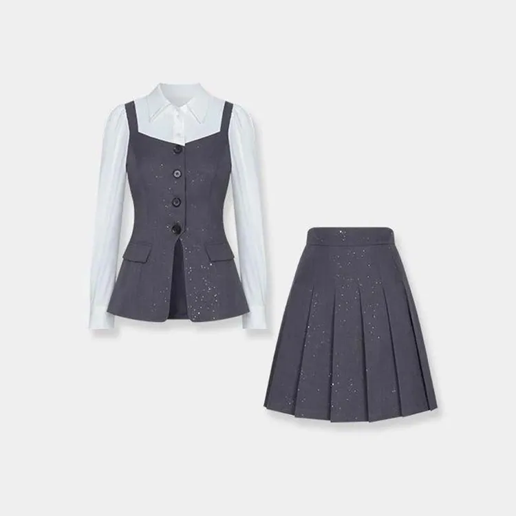 【两件套】【有里布】百搭春秋季简约显瘦设计师时尚套装DM0003