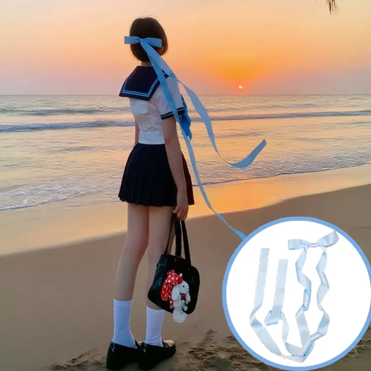 丝带蝴蝶结发夹水手服出片海边超长飘带发卡鸭嘴夹少女头饰发饰女