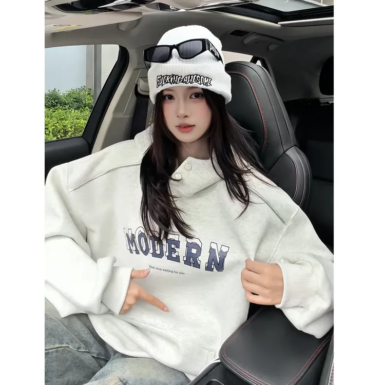 加绒加厚休闲连帽卫衣男生百搭美式潮牌防风扣情侣550克重磅帽衫