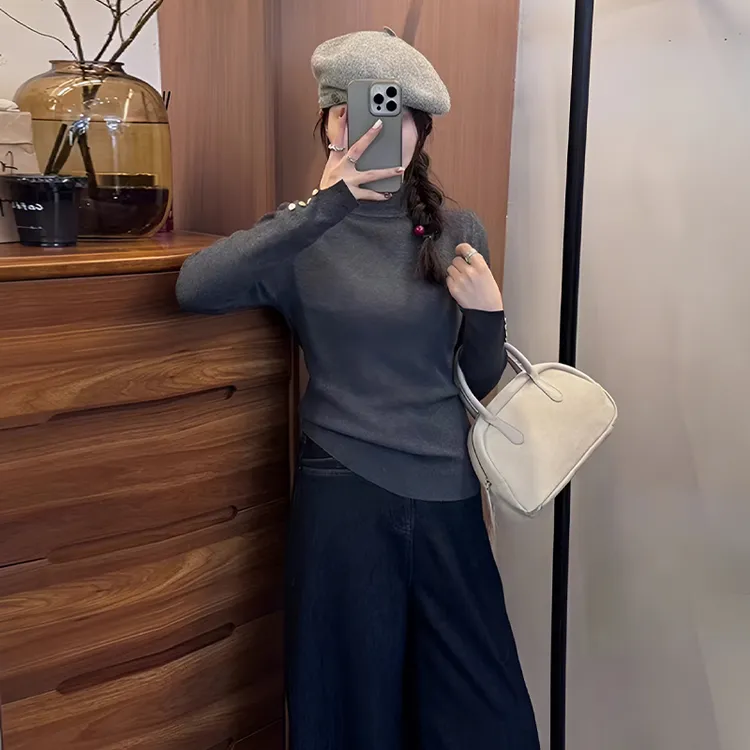 2025年新款针织常规轻职风冬季厚款女毛针织衫秋冬半高领针织衫