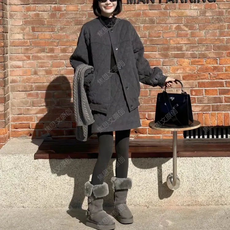 【两件套】冬季时尚休闲宽松外套+短裙两件套装251130Y