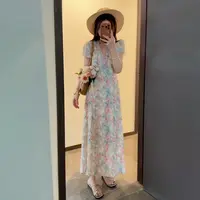 【清仓+运补5米】夏季度假长裙2025新款夏日碎花v领连衣裙子5335