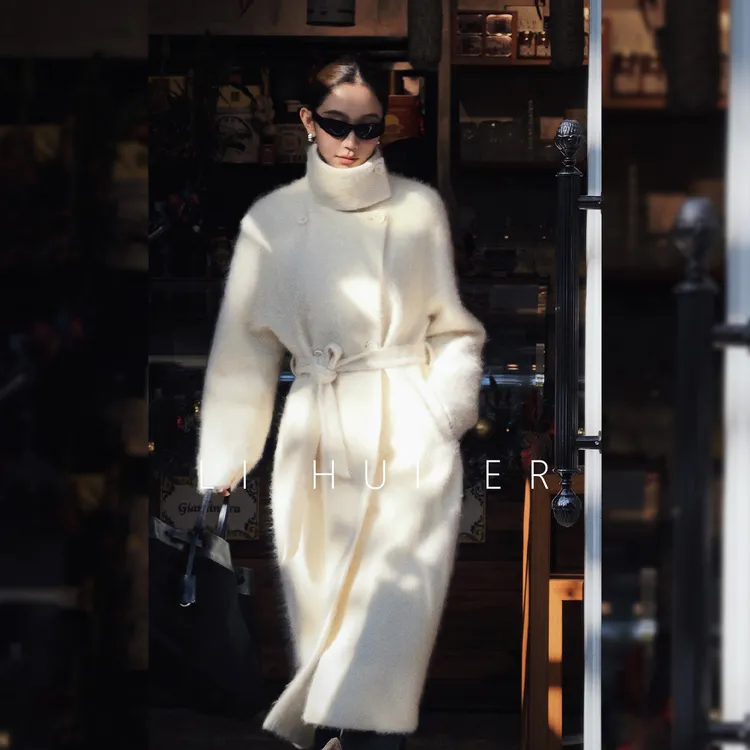 LiHuiEr李慧儿【月色缱绻】 冬款轻奢设计师款米色大衣LL0251348