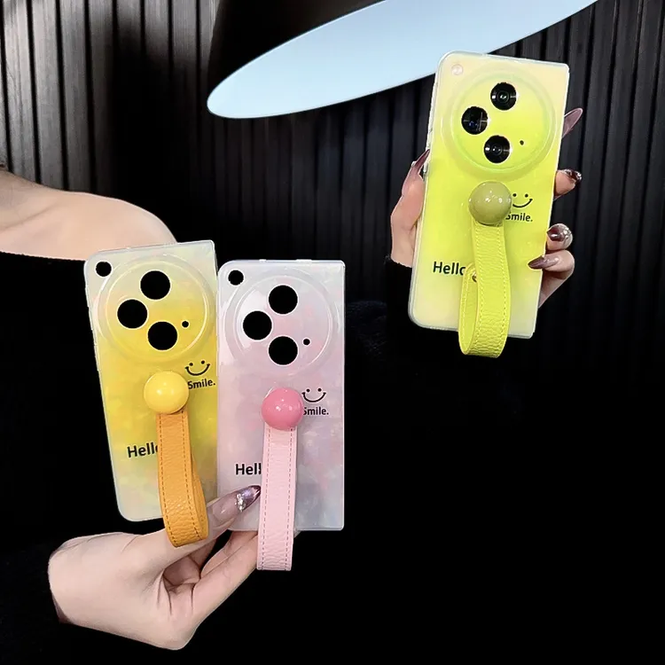 适用oppofindn3手机壳新款findn3套oppo简约贝壳纹渐变笑脸腕带女