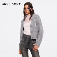 【商场同款新品】Miss Sixty2025秋针织外套V领复古格雷系慵懒风
