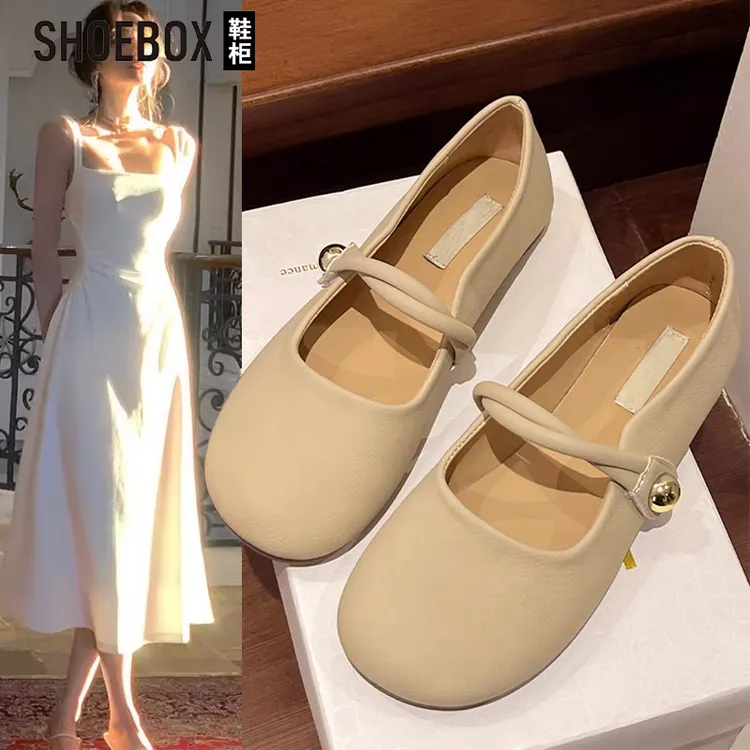 达芙妮集团旗下软平底玛丽珍单鞋女2025新款秋季一脚蹬法式豆豆鞋