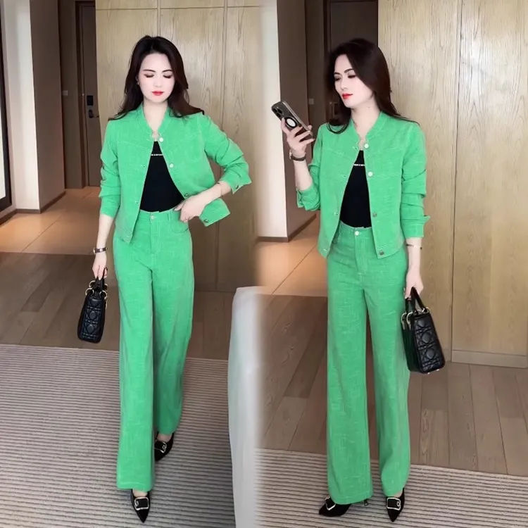 女装职业套装2025年春秋新款休闲显瘦洋气质春装时尚阔腿裤两件套