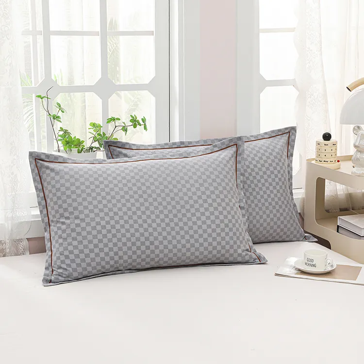 2025新款双层纱一字绣枕套48X74尺寸一对2只宿舍学生夏季枕头皮