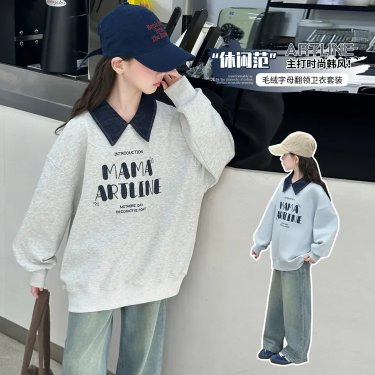 女童春秋款韩版休闲polo衫卫衣中大童小女孩洋气时髦儿童秋装上衣