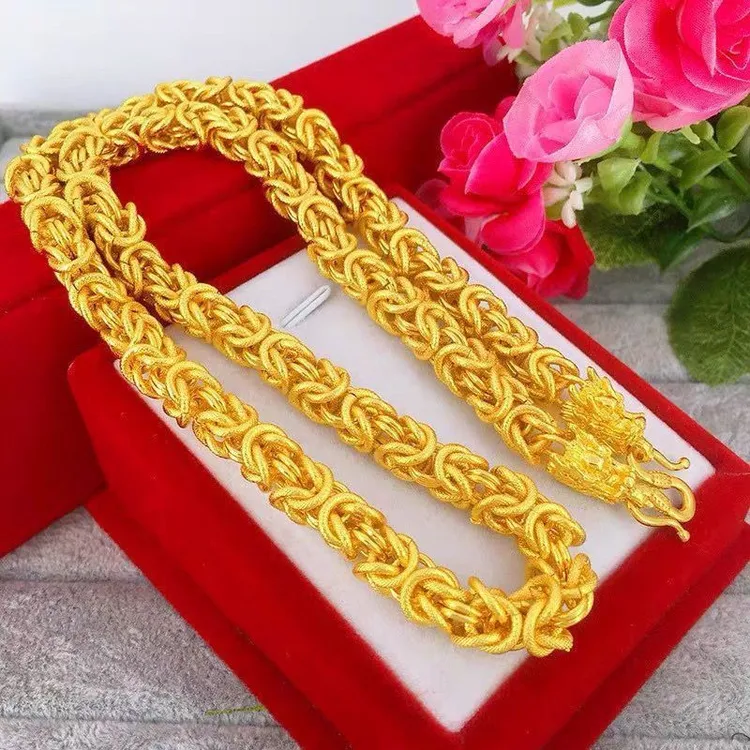 合金项链 龙骨项链磨砂布纹龙项链防水洗男士霸气项链