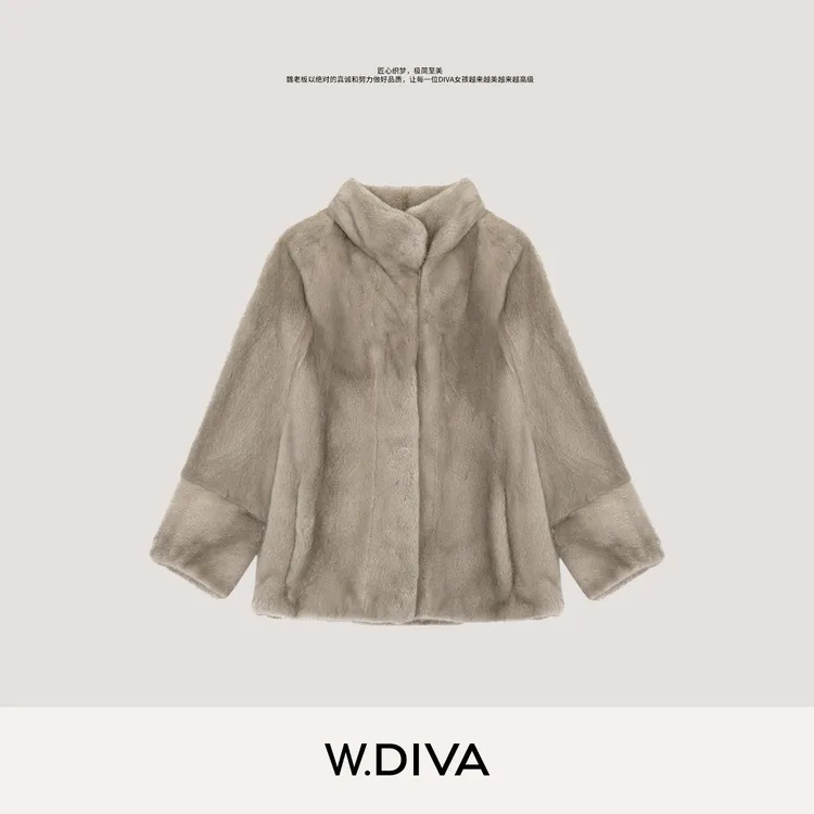W.Diva【暖月浮光】芬兰进口水貂毛内里桑蚕丝外套皮草女54C212985