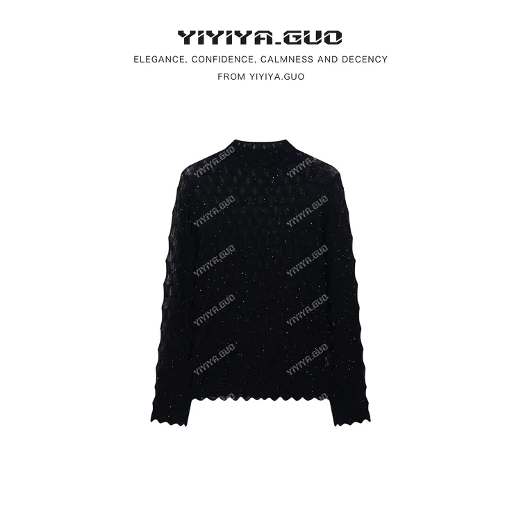 yiyiya.Guo艺艺吖【满天星】休闲时尚百搭小亮片长袖上衣080248SS52