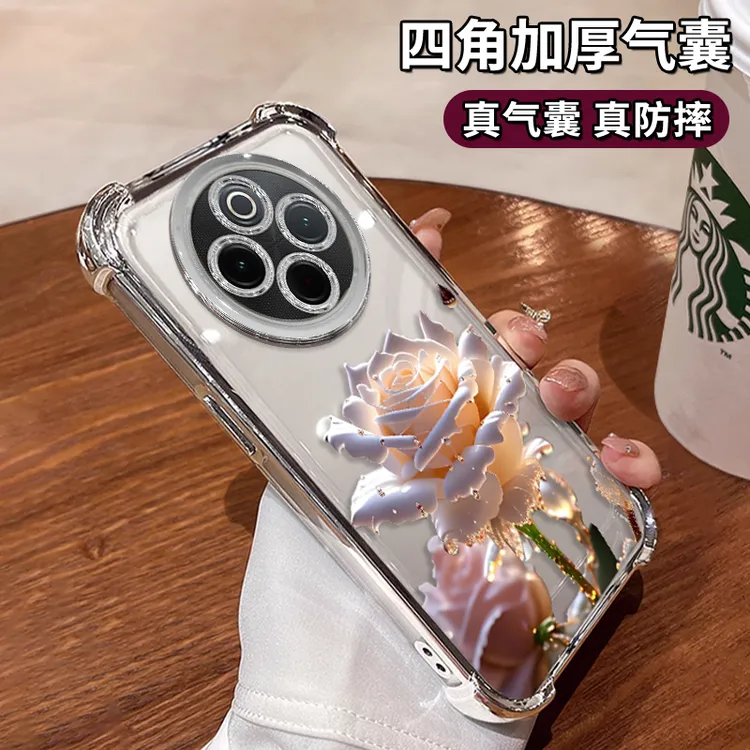 适用于vivoy300pro水晶玫瑰电镀防摔壳创意女手机壳保护套