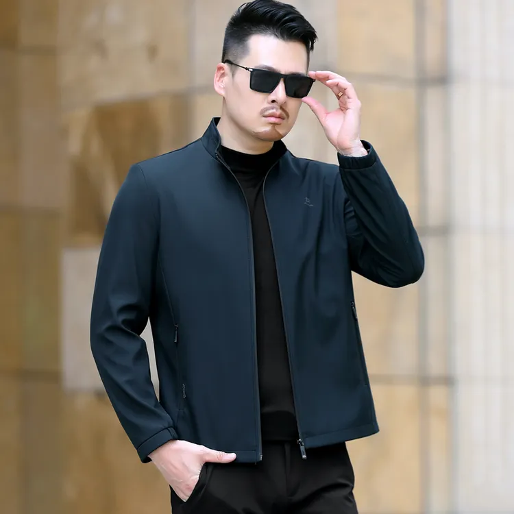 中老年外套男春秋季2025新款薄款立领上衣爸爸商务休闲男士夹克衫