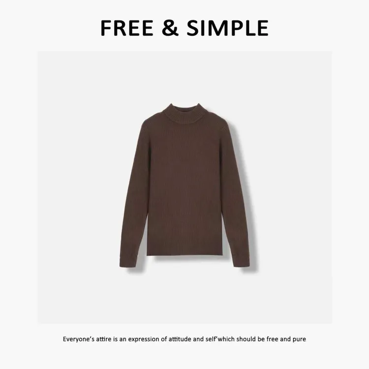 Free&Simple-'暖空气‘秋冬款极简休闲净版设计加绒立领毛衣-1071