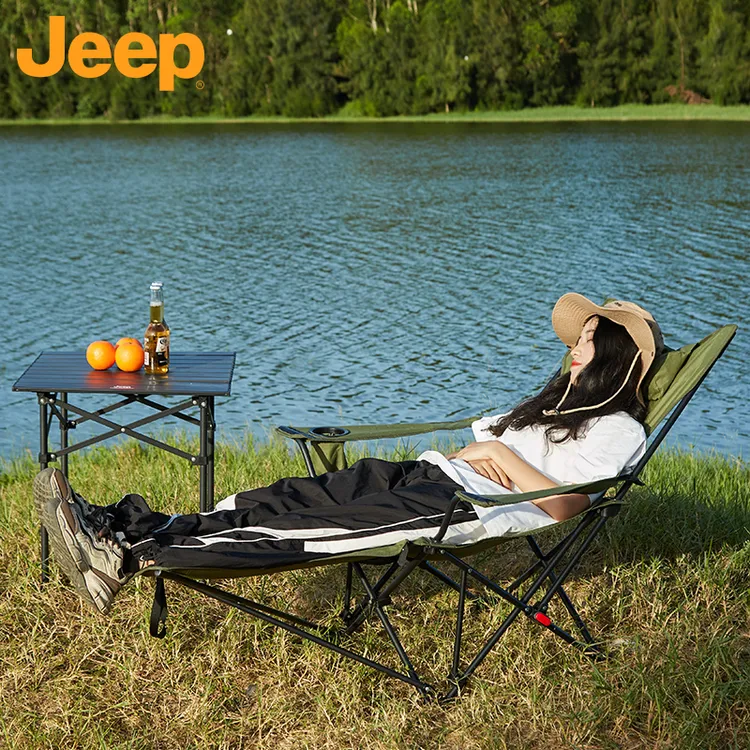 JEEP/吉普户外折叠躺椅露营椅子便携式钓鱼凳午休户外折叠椅