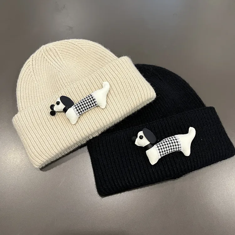 儿童帽子秋冬季户外防风保暖套头帽宝宝帽子男女童可爱小狗毛线帽