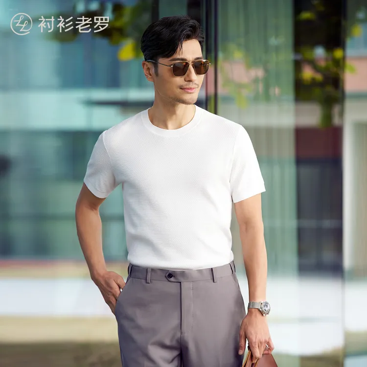 【轻享六号】斯托尔横机绣纹长绒棉凉爽短袖T恤255Y0T907S衬衫老罗