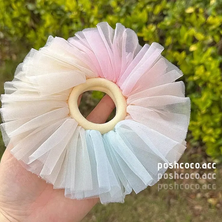 超仙冰淇淋~亲子蓬蓬裙边网纱大肠发圈少女心高马尾丸子头绳发饰