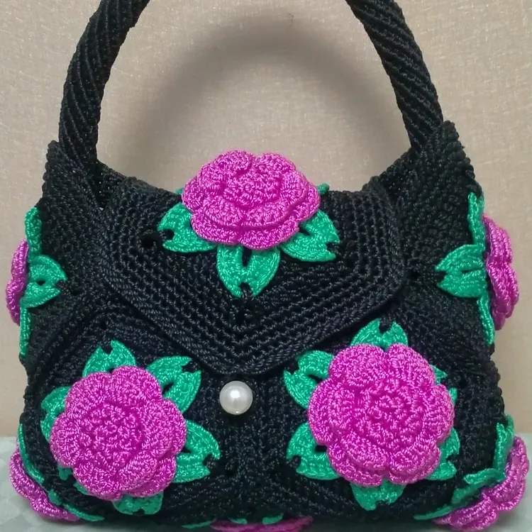 纯手工钩织25/17手拎包成品