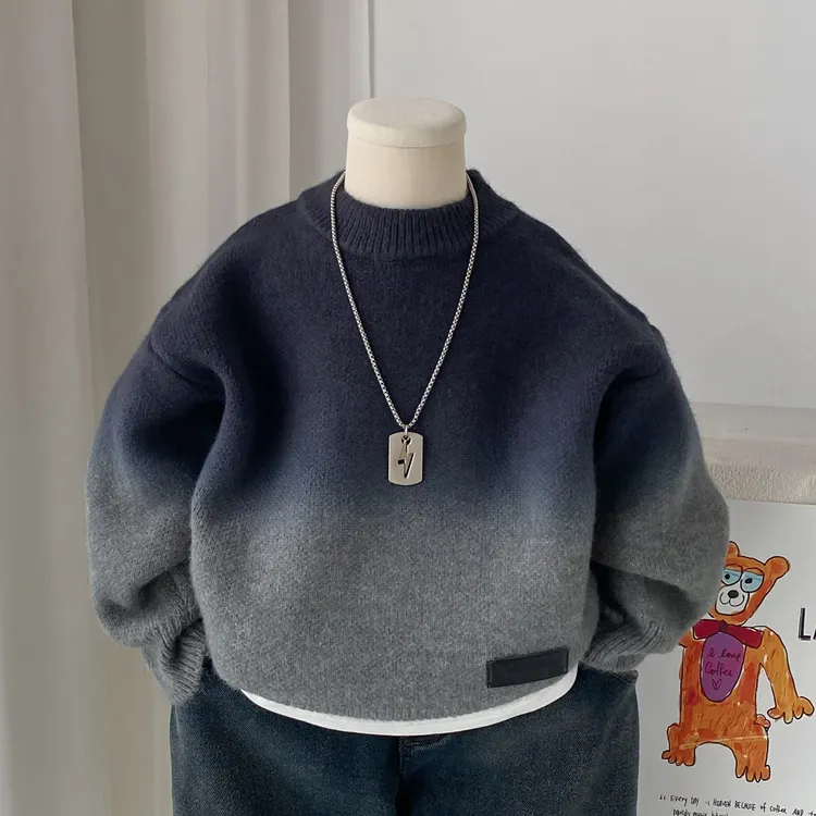 男童毛衣秋冬2025新款儿童渐变套头针织衫帅气时髦男孩打底毛线衣