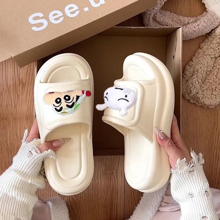 踩屎感增高厚底百搭拖鞋女外穿春夏季一字拖2025新款蜡笔小新凉拖