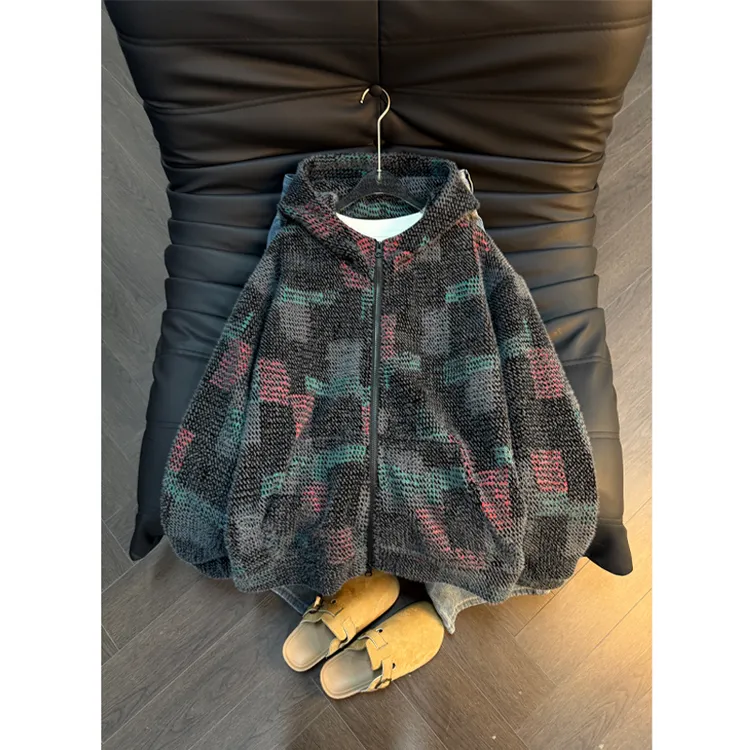 美式复古针织连帽开衫卫衣男款秋冬cleanfit重磅外套宽松休闲上衣