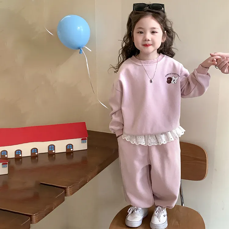 女童套装春季2025新款儿童春装卫衣卫裤洋气时髦女宝宝运动两件套