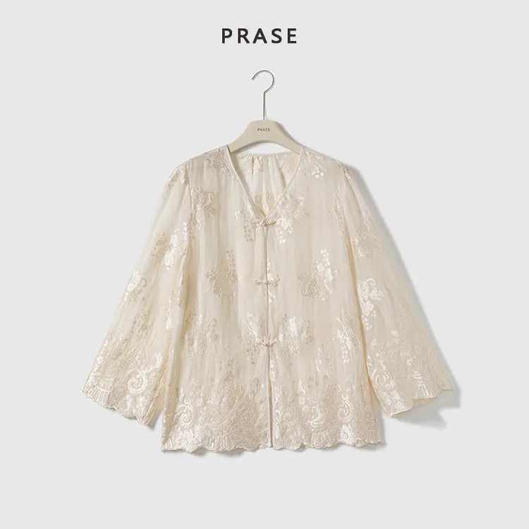 PRASE·噜【朝花夕拾】100苎麻微胖轻奢设计款夏新中式衬衫PR504C20