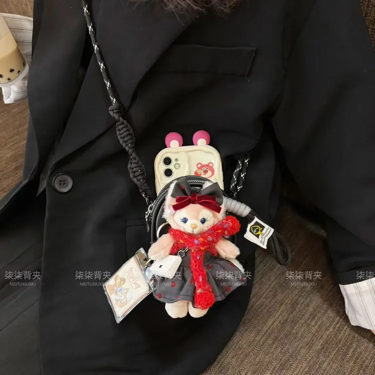 【手机背夹-不含壳】红贝尔公仔包款可爱ins手机背夹手机链通用型号