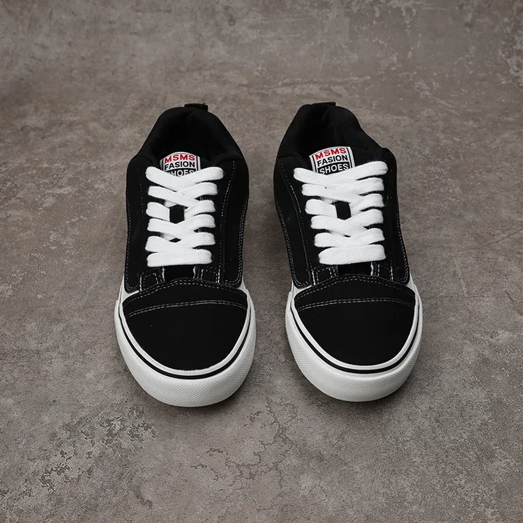 经典黑男鞋子潮鞋2025春夏厚底休闲透气男女板鞋低帮鞋学生帆布鞋