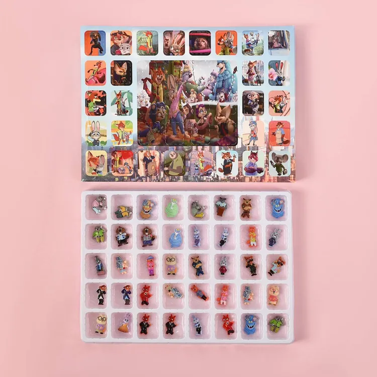 新品新款疯狂动物城40入卡通洞洞乐盲盒树脂公仔戳戳乐惊喜盲盒玩