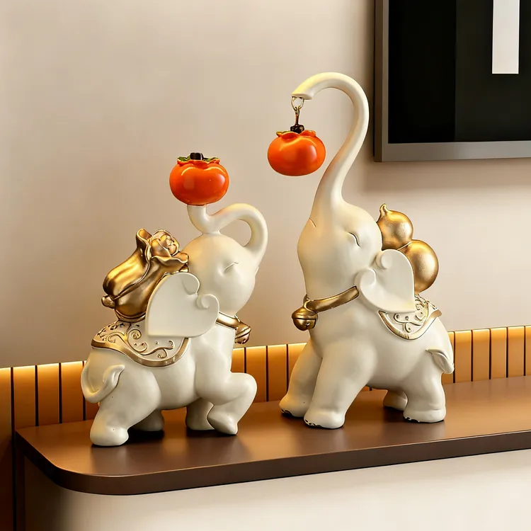 柿柿如意大象摆件轻奢高档客厅招财电视柜酒柜装饰品乔迁新居礼品