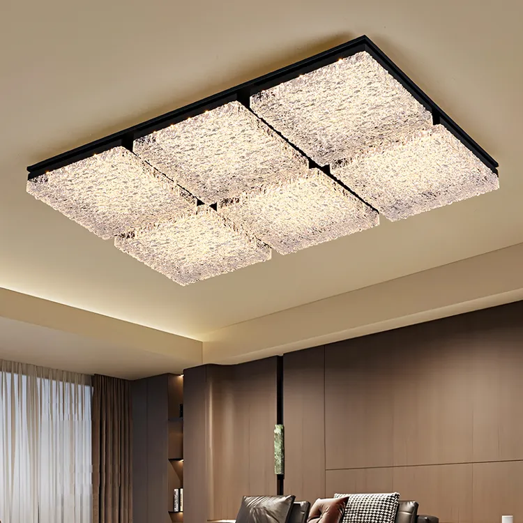 轻奢冰裂纹客厅灯吸顶灯2025新款意式高级感家用护眼灯具全屋套餐