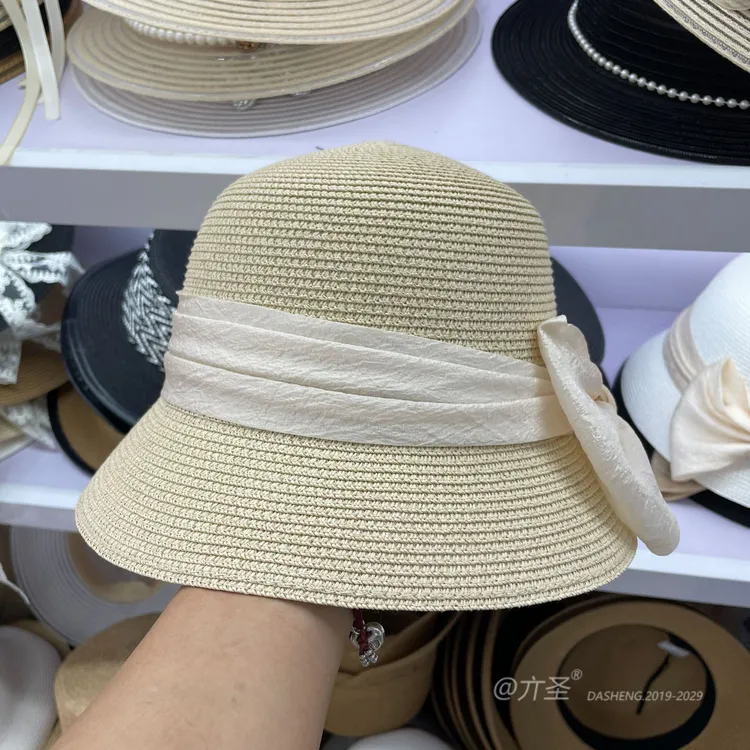 日系蝴蝶结燕尾渔夫帽子女夏季防晒草帽百搭遮阳帽海边度假盆帽潮