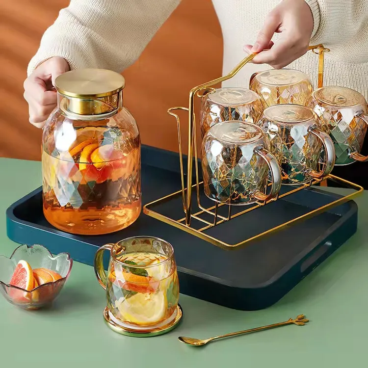 玻璃冷水壶花茶壶家用大容量凉水壶泡茶杯套装耐热高温果汁壶