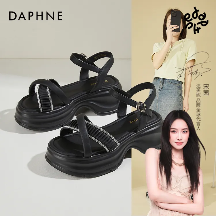 达芙妮官方正品女鞋百搭鞋女款爆款2025新款轻奢夏季显高罗马凉鞋