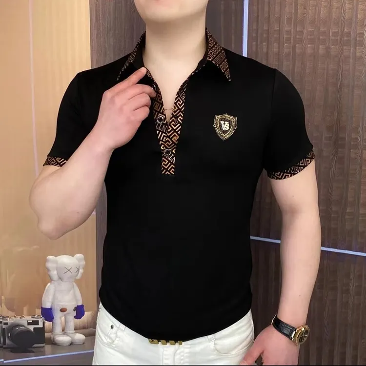 夏金黑金富豪男士Polo衫男士翻领轻奢时尚休闲夏季半袖潮流高档