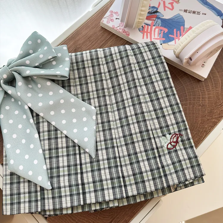 造梦少女jk制服原创正版格裙幸也芽子绿色刺绣百褶半身短裙女学生