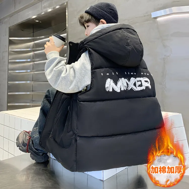 男童加厚马甲秋冬装洋气背心2025新款外套中大儿童冬款夹棉马夹潮